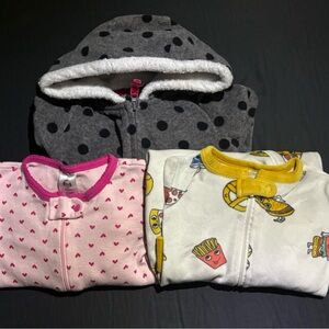 Cozy Kids One Pieces Set - Polka Dot, Pink Hearts, Fun Snacks